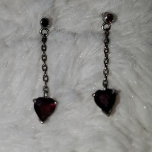 Garnet and Gunmetal ❤ Earrings